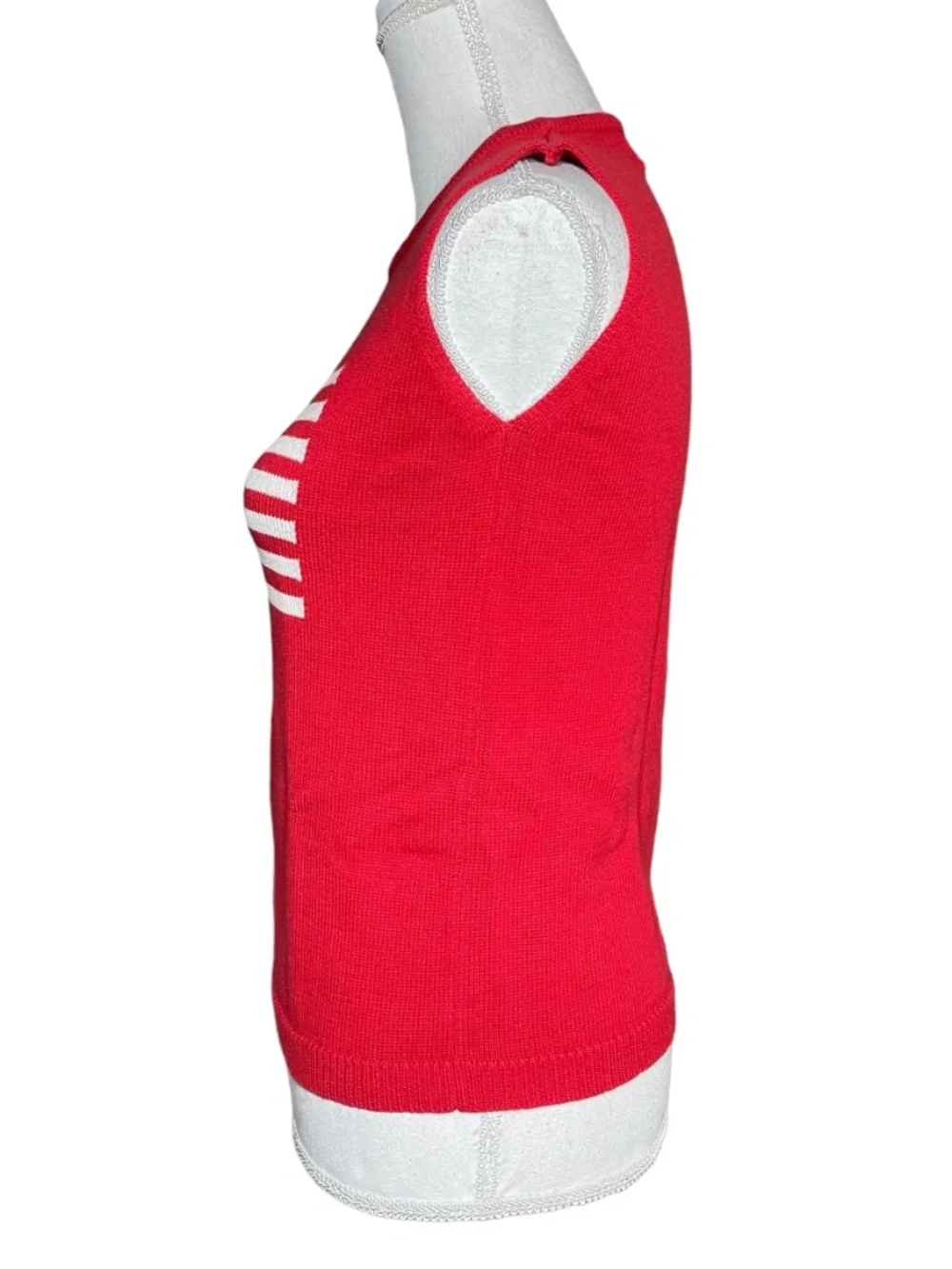American Flag Knit Sweatervest S Sleeveless Pullover Sweater Vest Patriotic Red